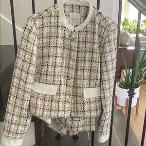 Avec Les Filles Multicolor Tweed Blazer